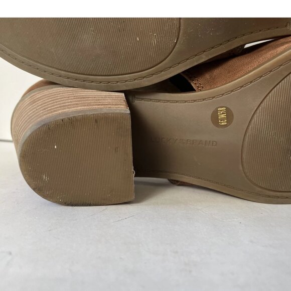 Lucky Brand Barimo Brown Suede Peep Toe Booties 8 - Picture 12 of 15